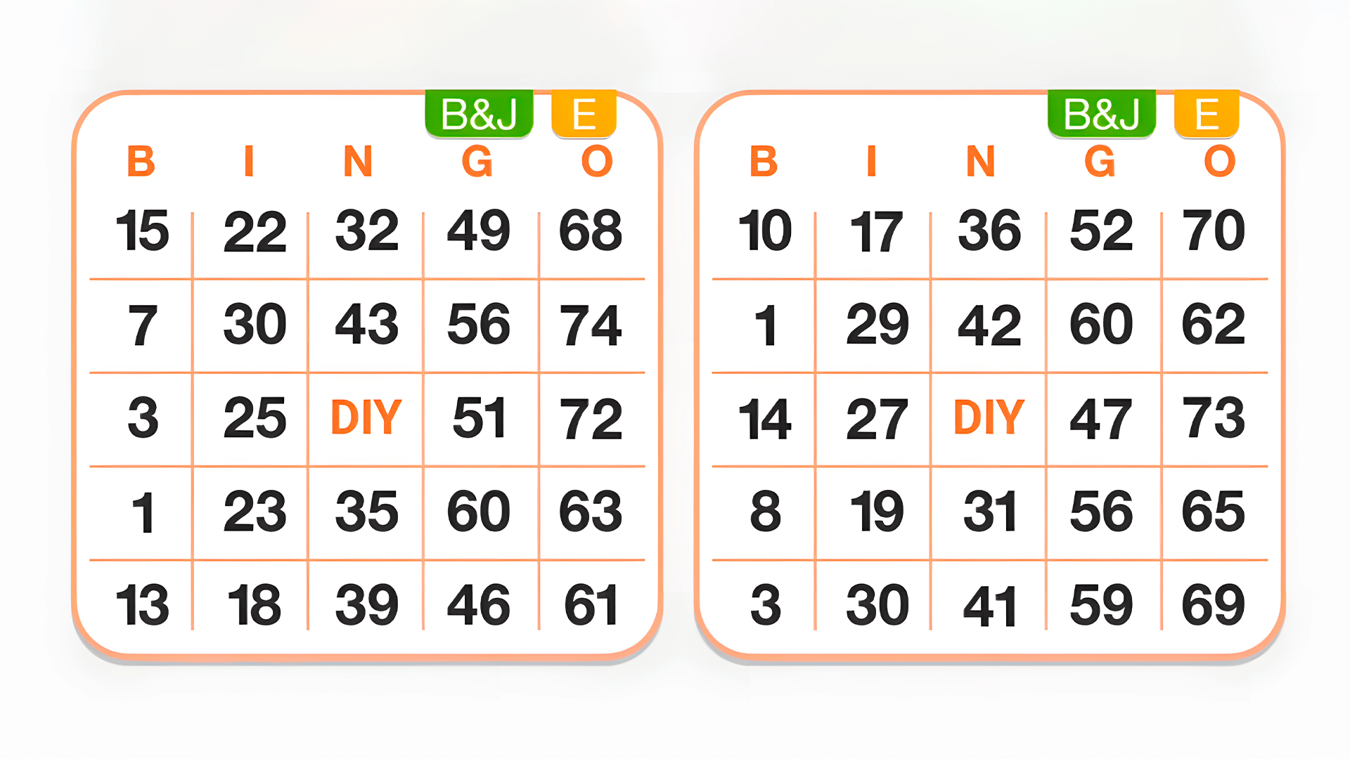 Multiple bingo card